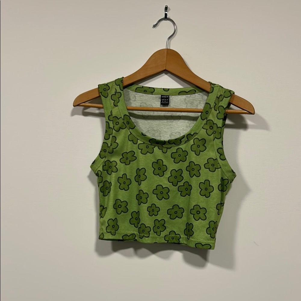 Floral Green Crop Top